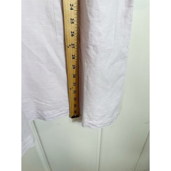 J. Crew Beachwear Large Pink Linen Blend Cover Up Tunic Coastal Beach Pockets - Picture 6 of 14